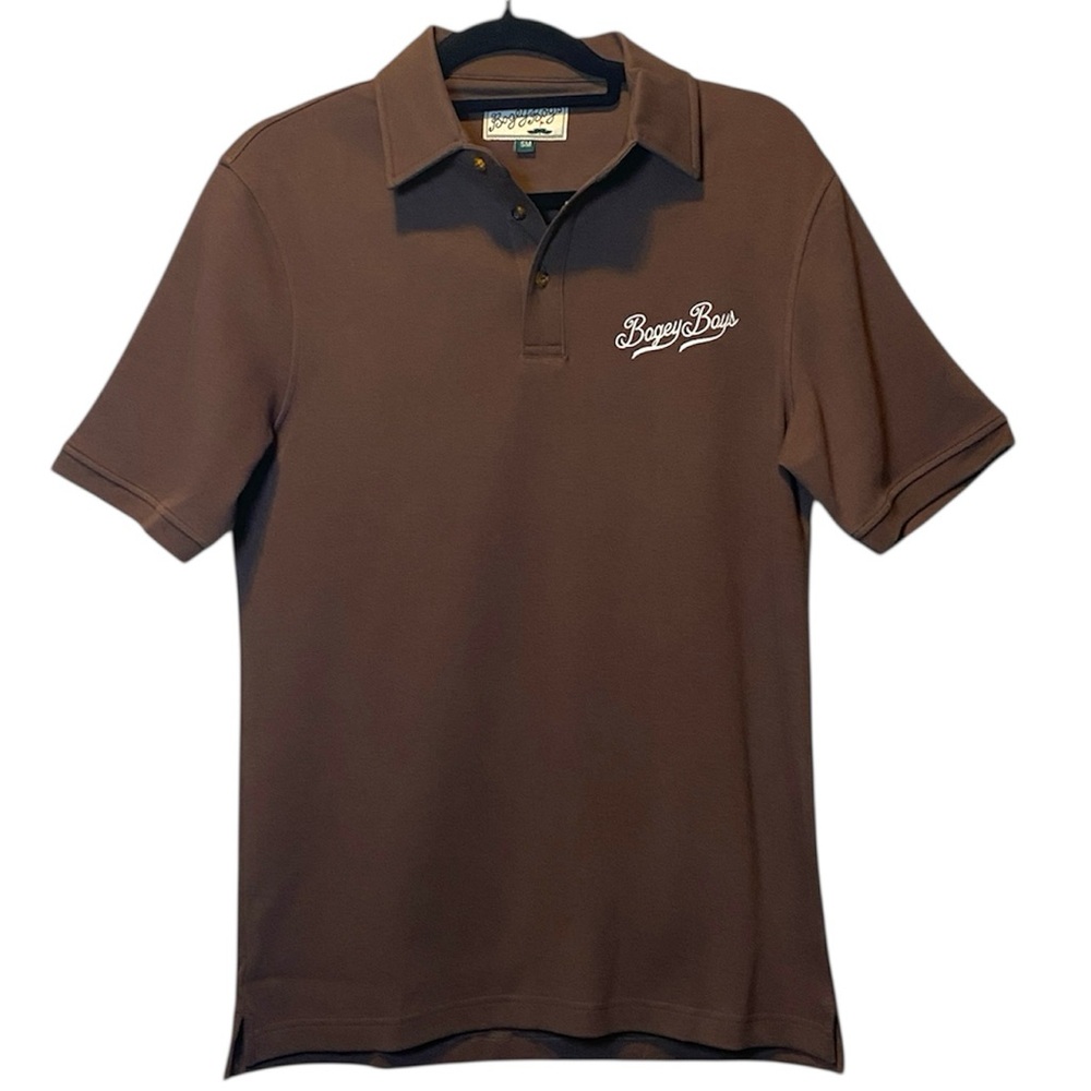 Bogey Boys Polo Shirt NEW Men’s Small Brown Short Sleeve Collared Golf Top